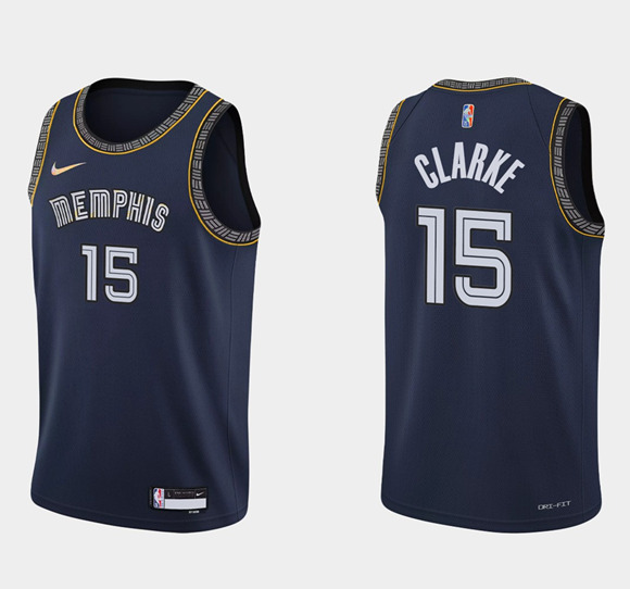 Men's Memphis Grizzlies #15 Brandon Clarke 2021/22 City Edition Navy 75th Anniversary Stitched Jersey